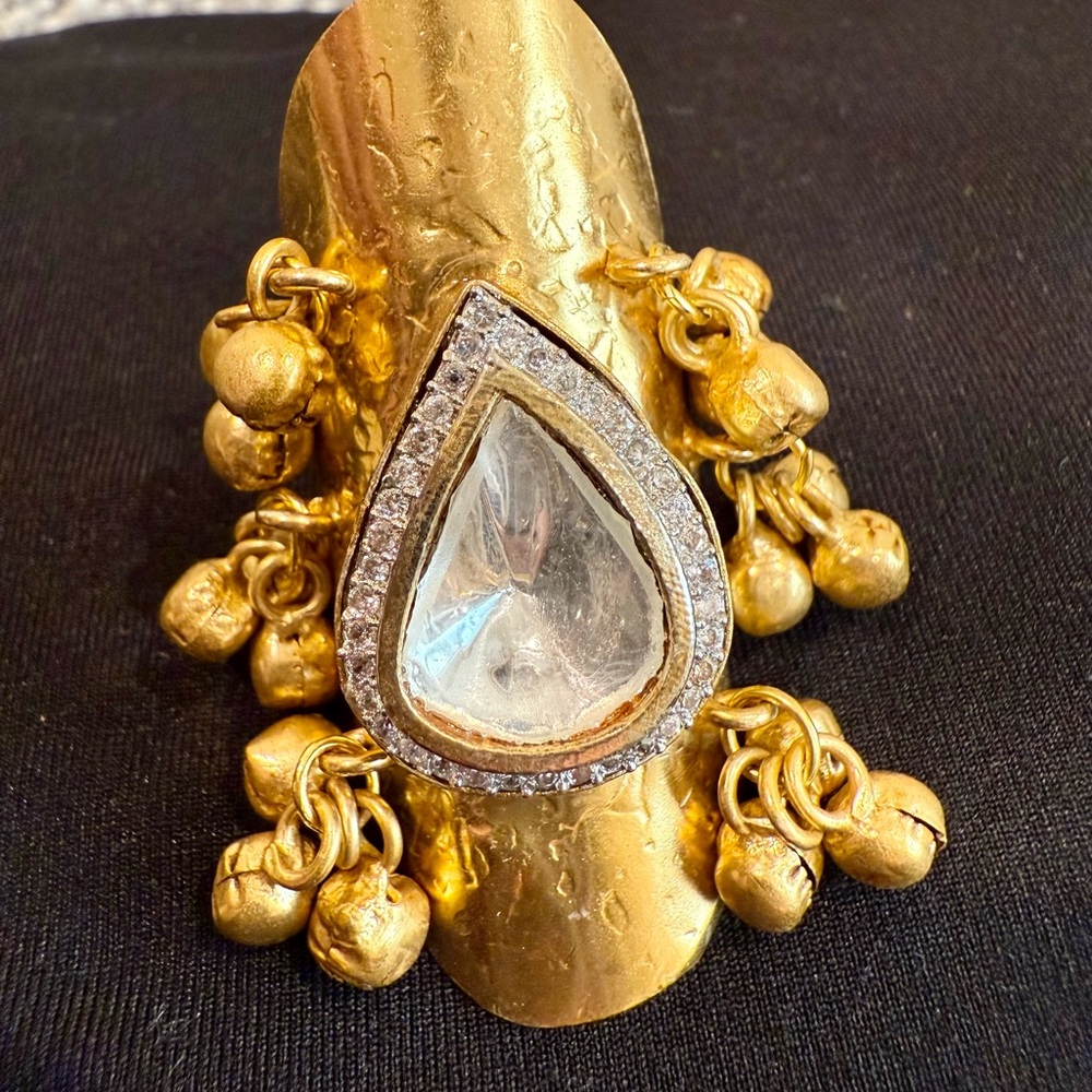 Gold and Silver Teardrop Statement Ring